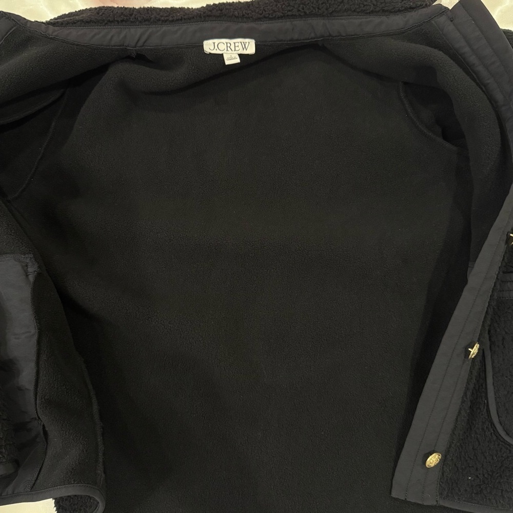 J.Crew Teddy Sherpa Lady Jacket Gold Buttons Small Black Preppy Classic Chic - Picture 12 of 15